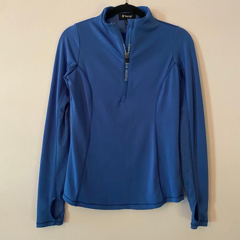 Horze Blue Quarter Zip Pullover Layer Equestrian Outdoors Horse Women's size 6